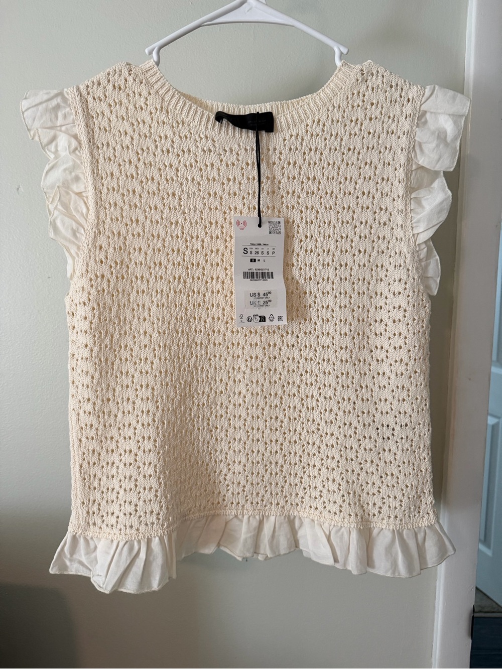 Zara Pointelle Knit Top